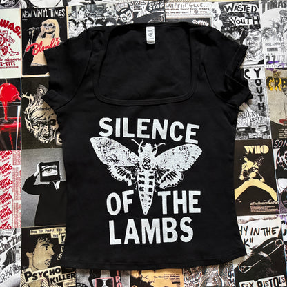 Silence black square neck baby tee