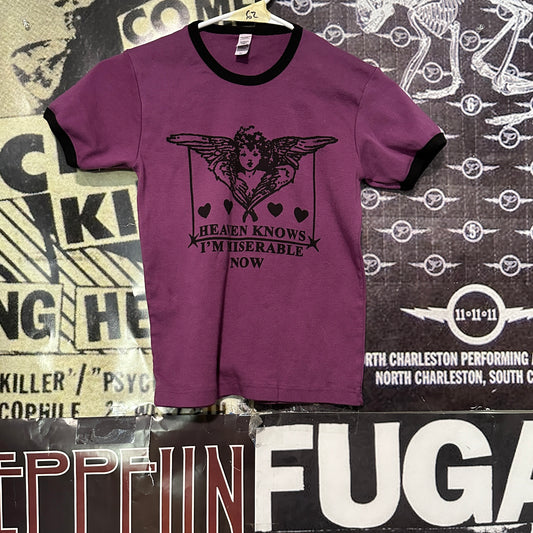 Heaven knows purple/black long ringer baby tee SM/MED