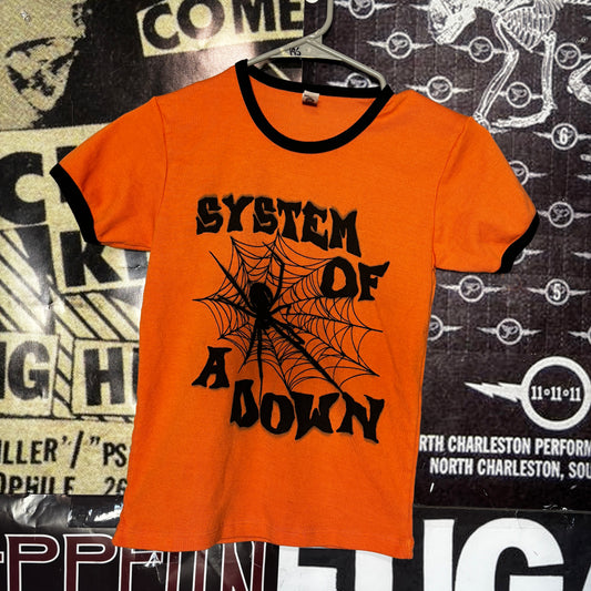 System orange/black long baby tee