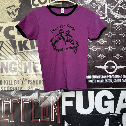 The lambs purple ringer long baby tee SM/MED