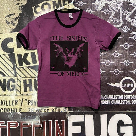 Sisters of mercy purple/black long ringer baby tee SM/MED