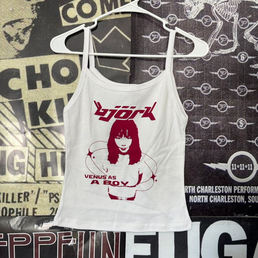 Bjork white/red baby tank SM/MED