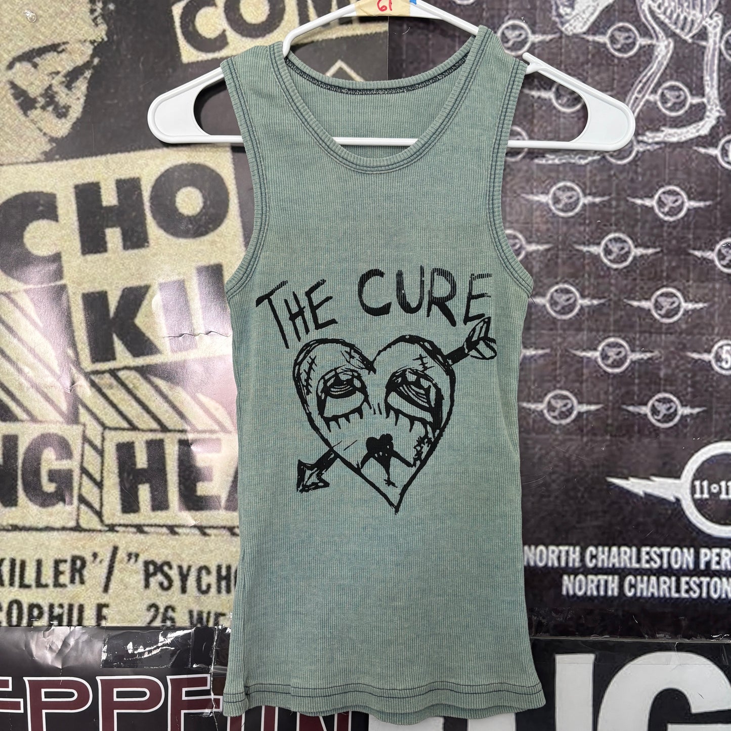 The cure heart blue rib tank SM