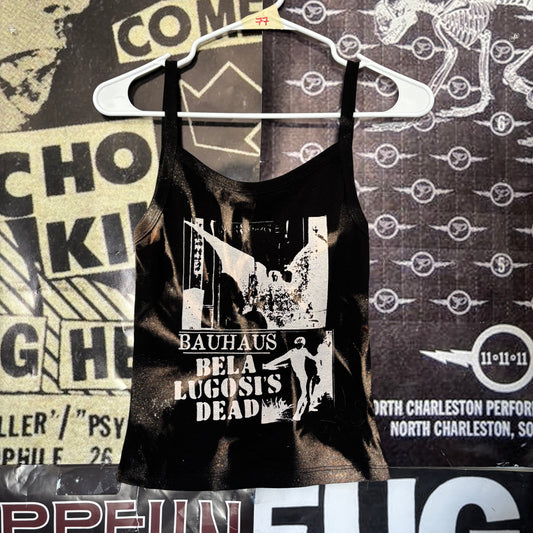 Bauhaus black acid wash baby tank