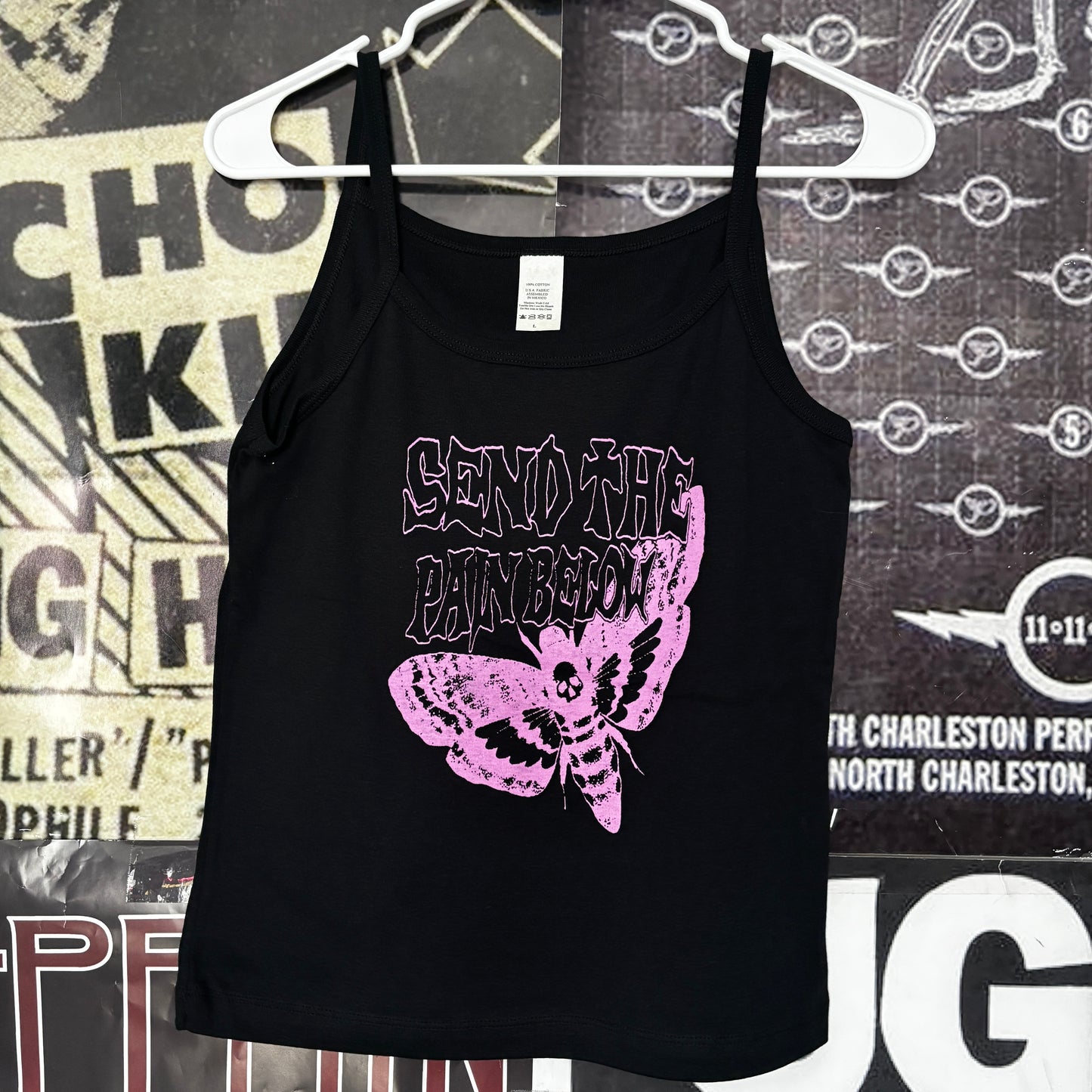 Pain below black/pink baby tank MED/LAR
