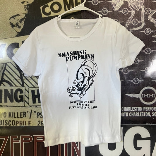 Smashing pumpkins rat long white baby tee