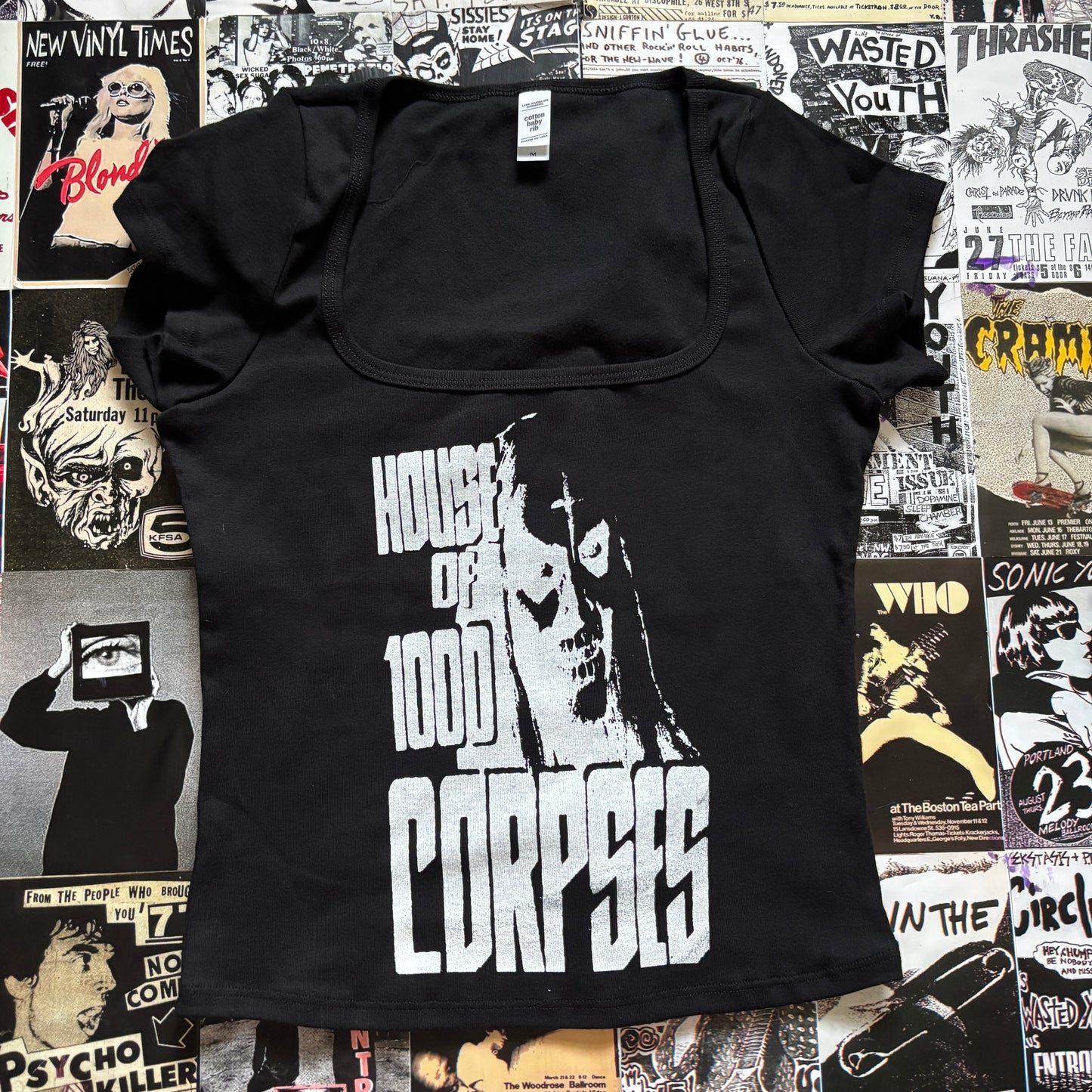 Corpses black square neck baby tee