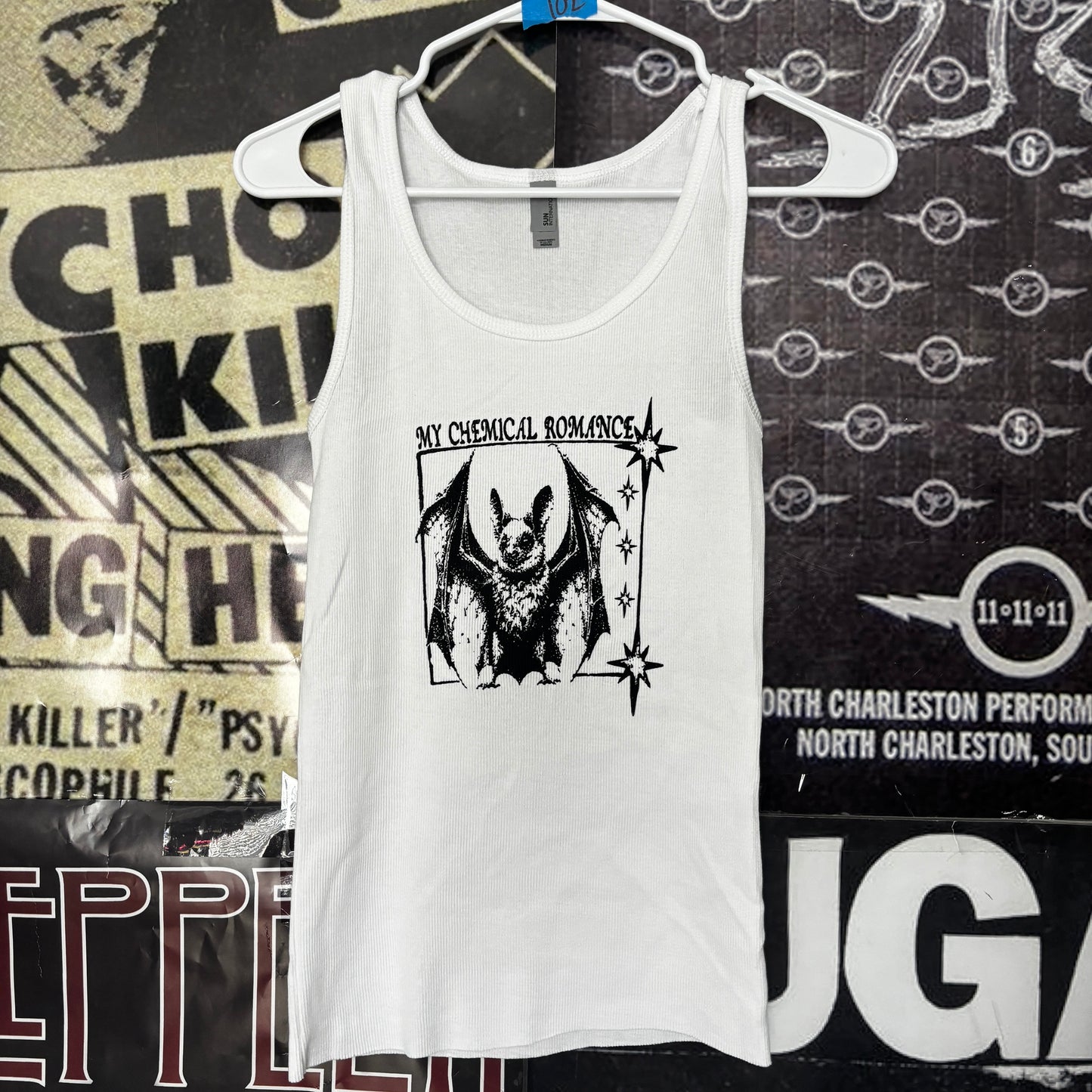 Chemical white ribbed tank top SM/MED