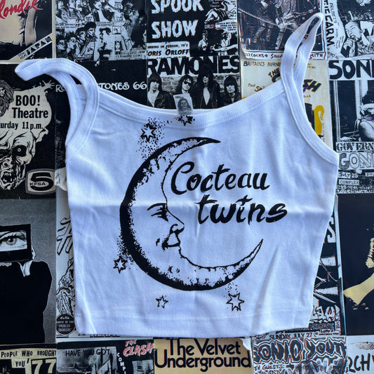 Cocteau twins white/black crop tank SM/MEDl