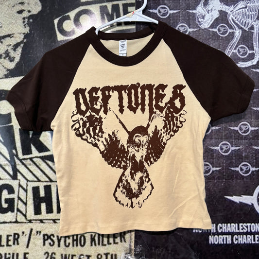Deftones brown raglan crop baby tee