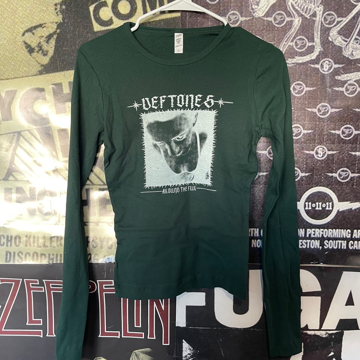 Deftones forest green baby long sleeve