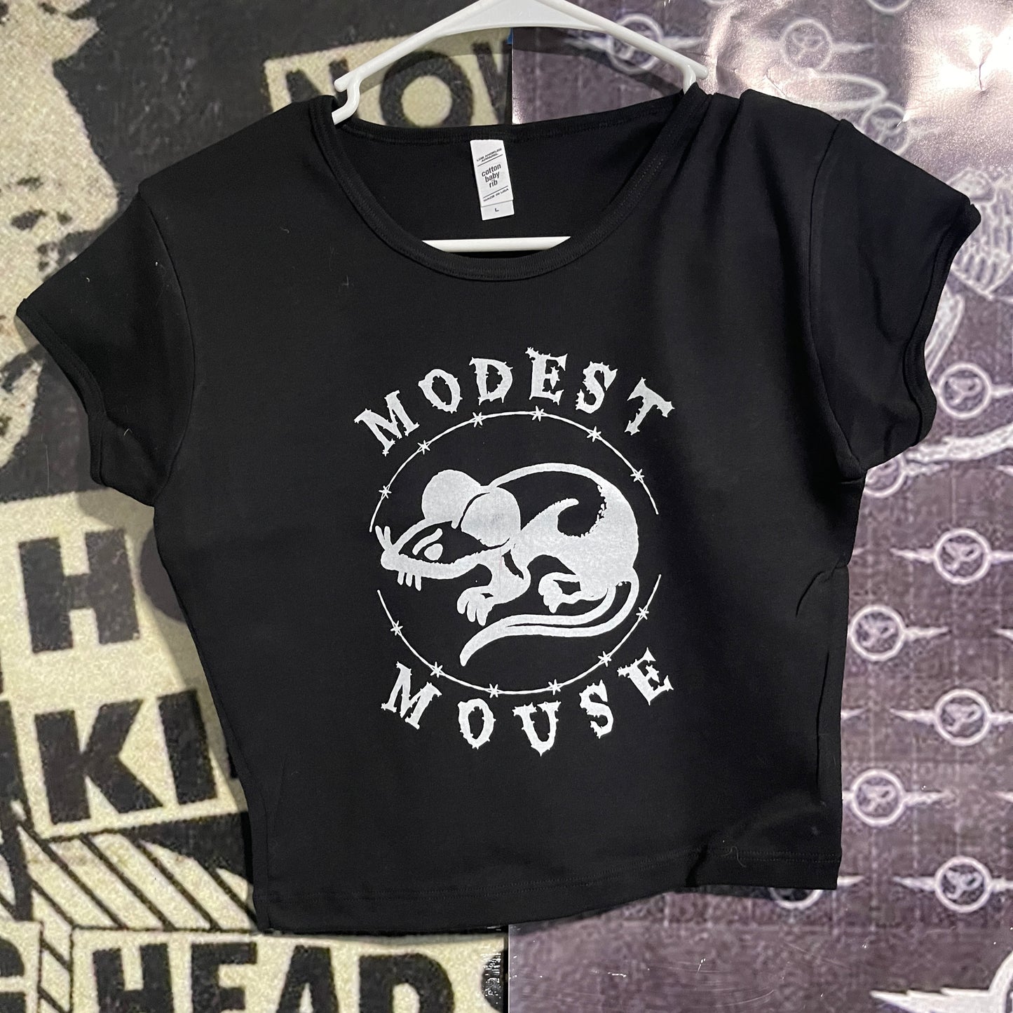 MODEST MOUSE BLACK CROP BABY TEE
