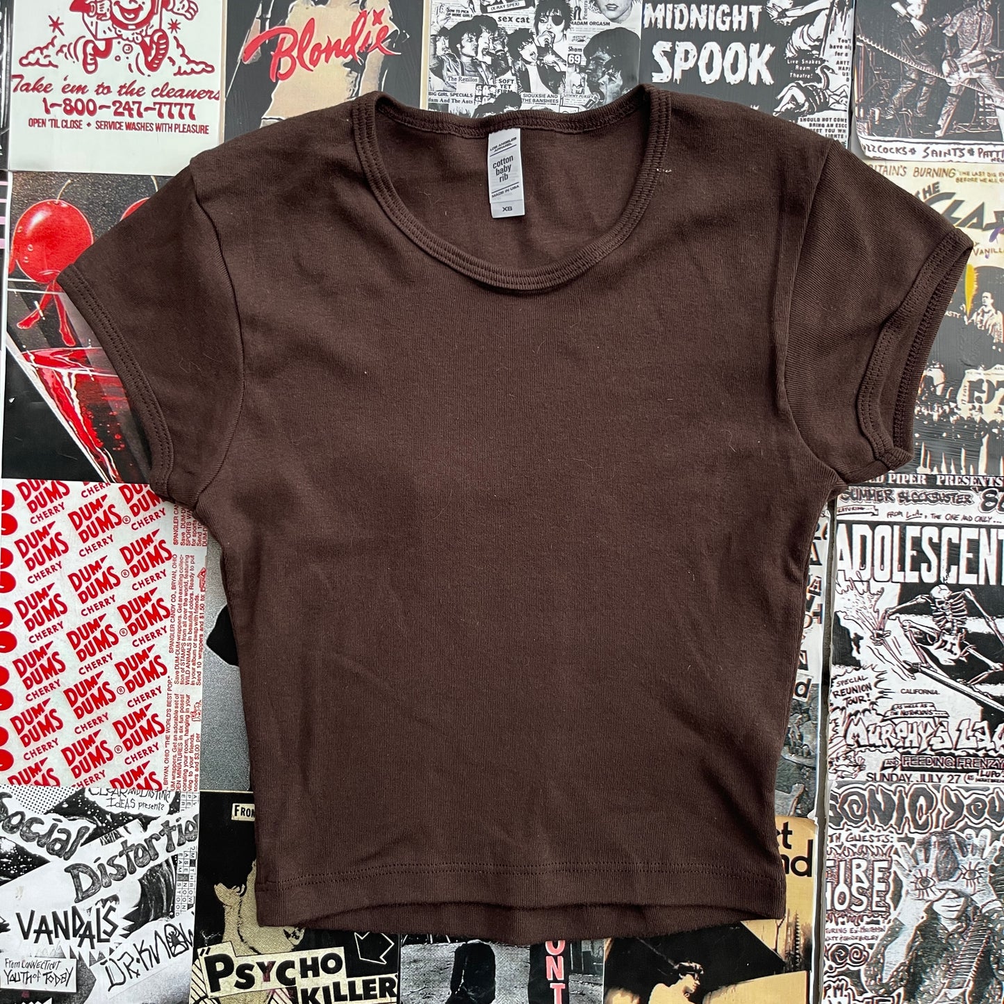 BROWN BLANK BABY TEE- XSMALL