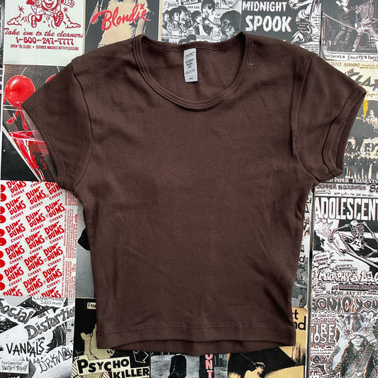 BROWN BLANK BABY TEE- XSMALL