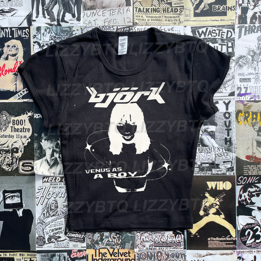 Bjork black crop baby tee