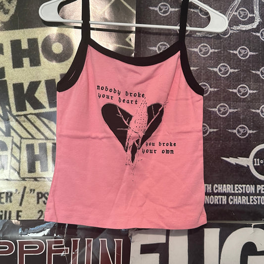 broke your heart pink/black ringer tank LAR/XL (ready)