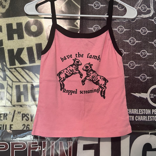 the lambs pink/black ringer tank LAR/XL (ready)