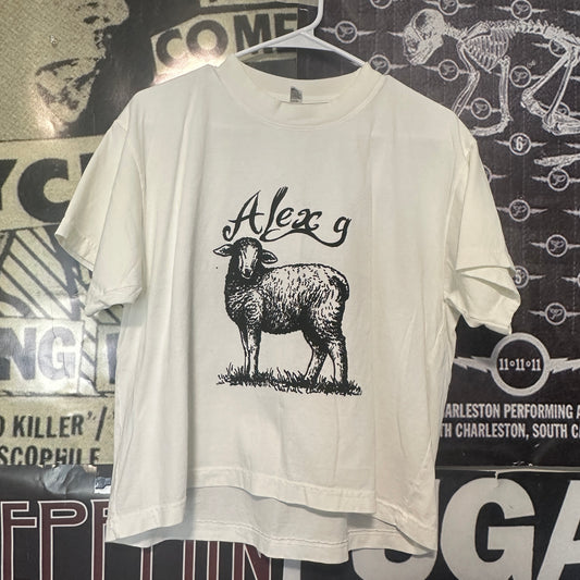 ALEX G white/black boxy tee XL (ready)