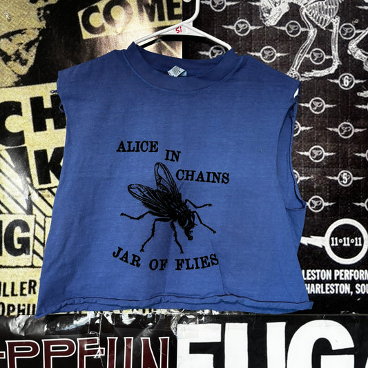 alice fly blue cut off muscle tank SM/MED