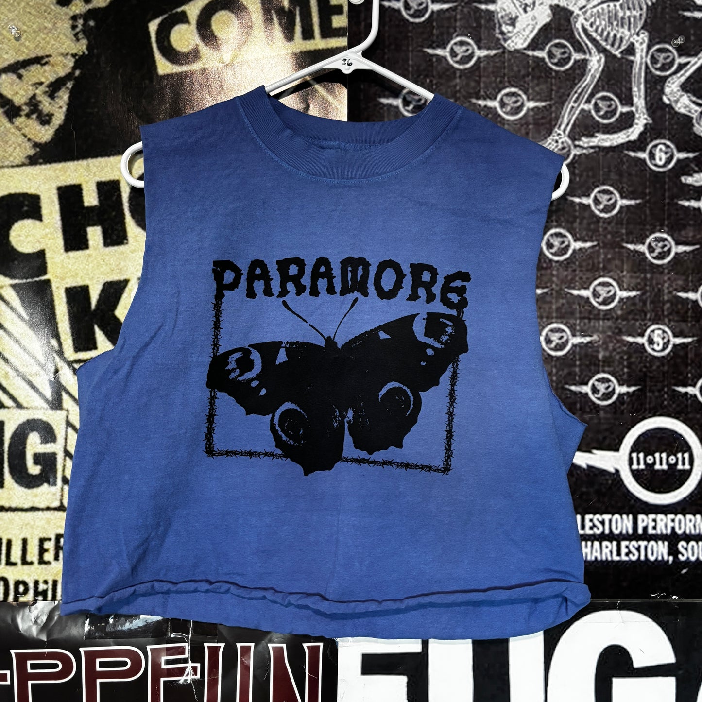 paramore blue cut off muscle tank SM/MED