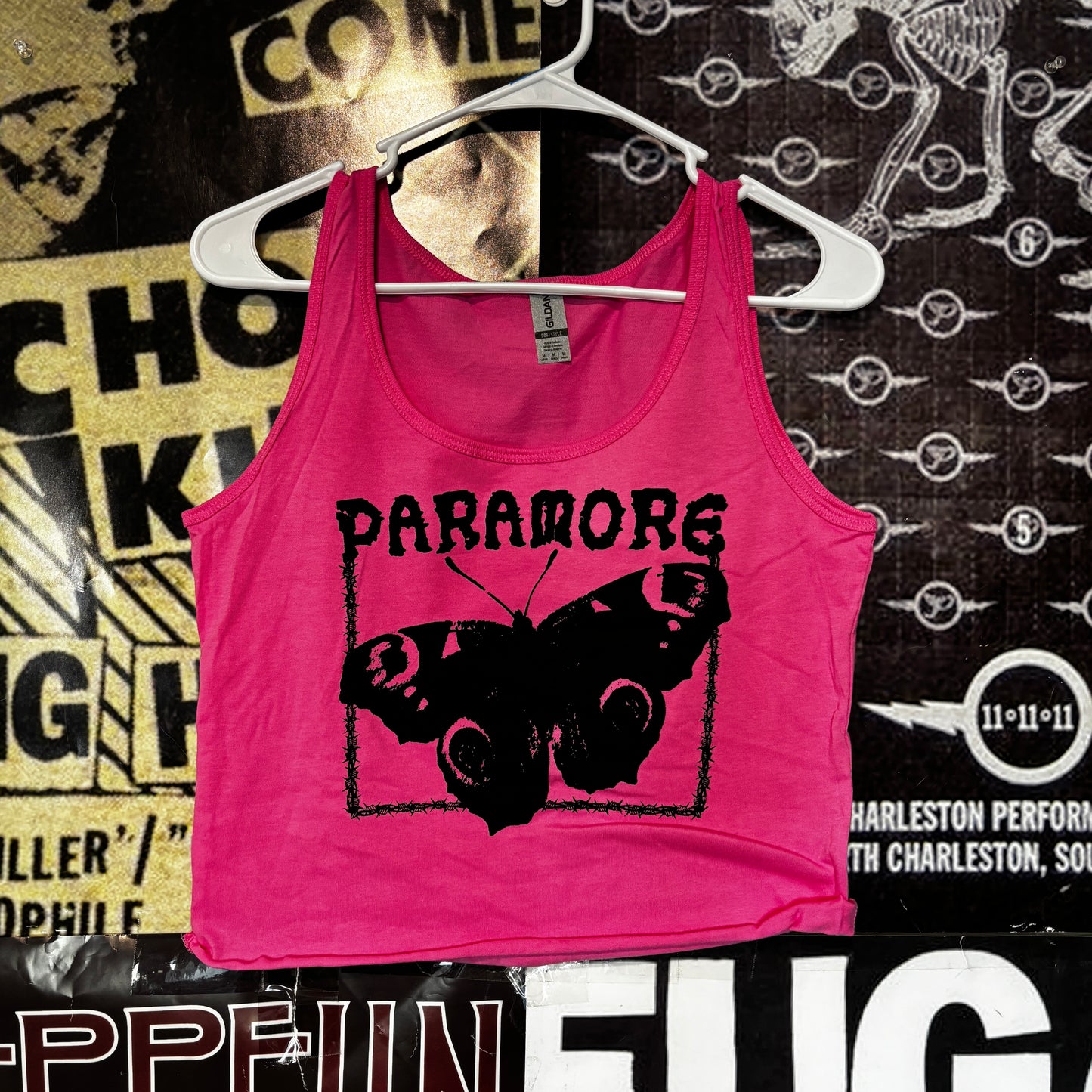 paramore pink cropped tank