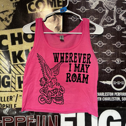 wherever roam pink cropped tank