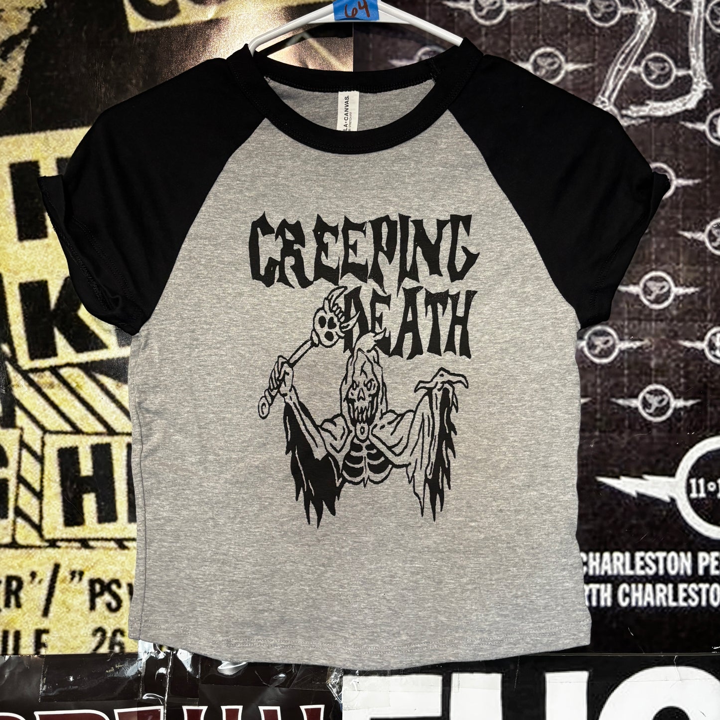 CREEPING DEATH BLACK/GREY RAGLAN