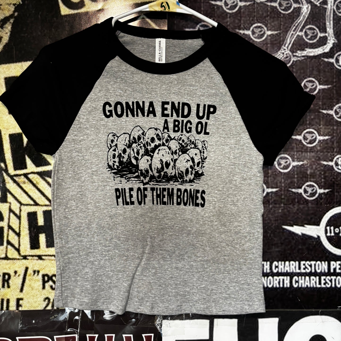 THEM BONES BLACK/GREY RAGLAN