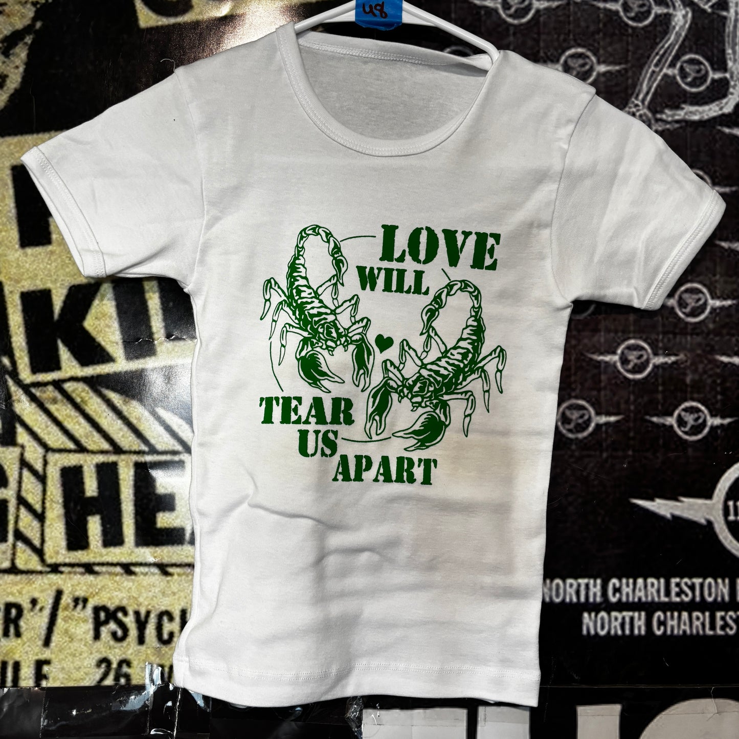 joy division white/green long baby tee XS