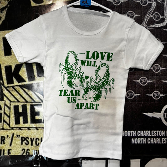 joy division white/green long baby tee XS
