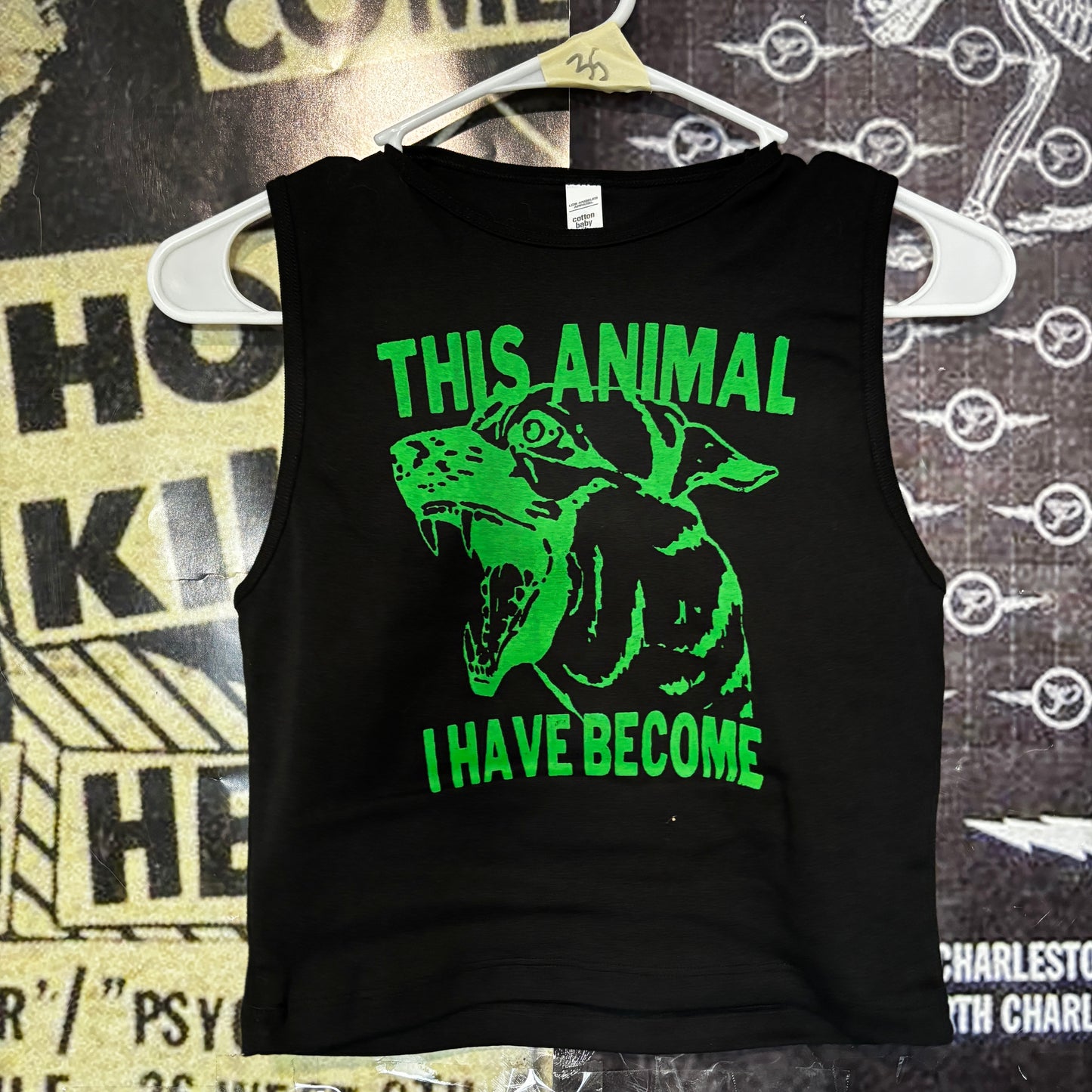 animal become black/green crop tank top MED/LAR