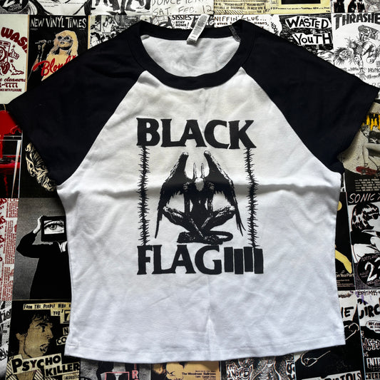 BLACK FLAG WHITE/BLACK RAGLAN XL/XXL