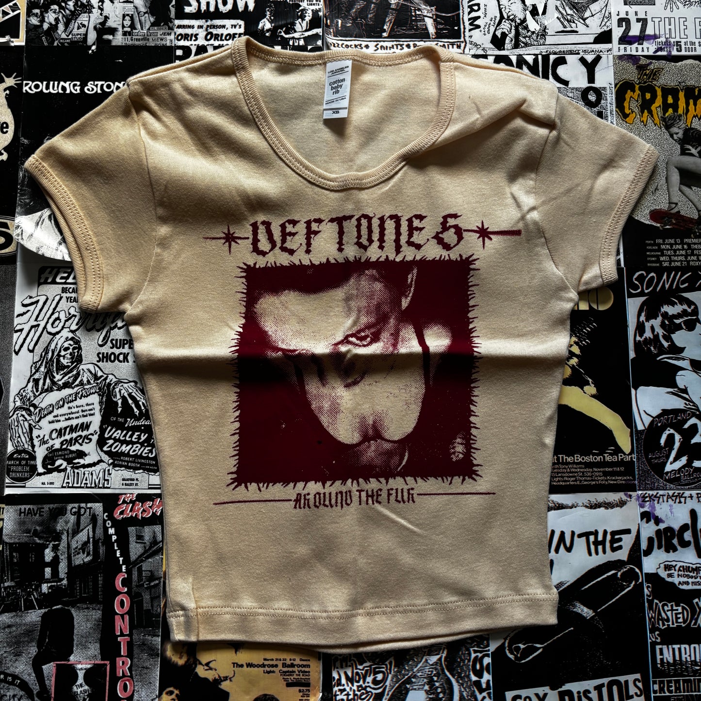 DEFTONES CREAM/RED CROP XSMALL