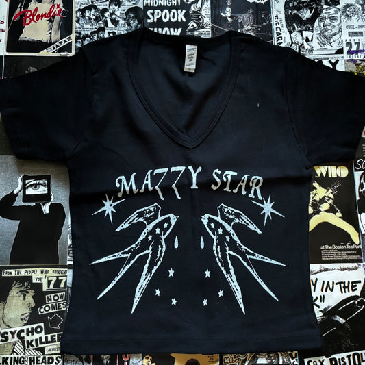 MAZZY BLACK V-NECK BABY TEE