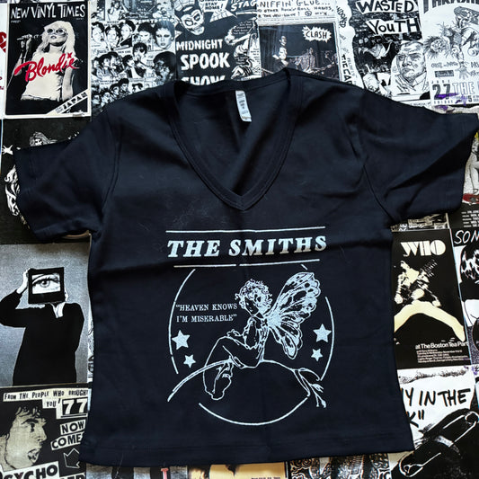 SMITHS BLACK V-NECK BABY TEE