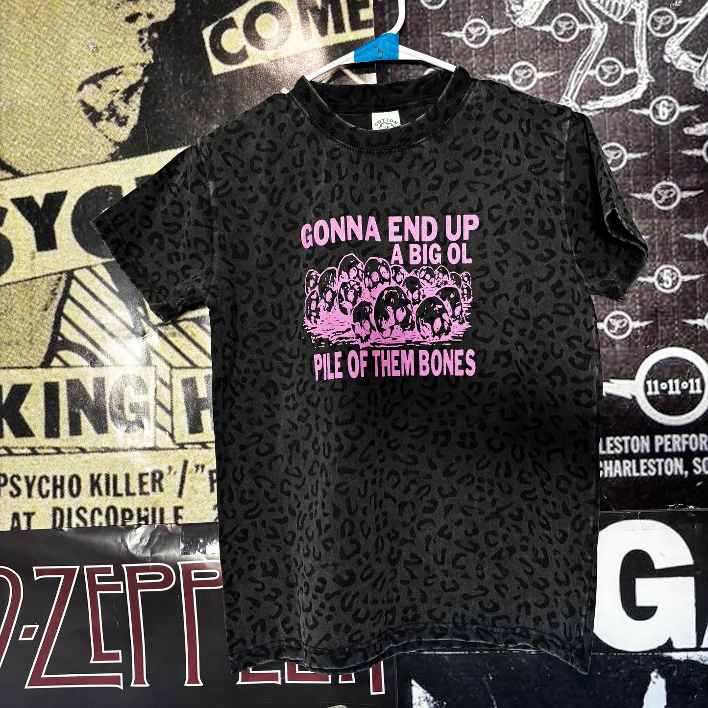 THEM BONES GREY/PINK CHEETAH SLIM TEE