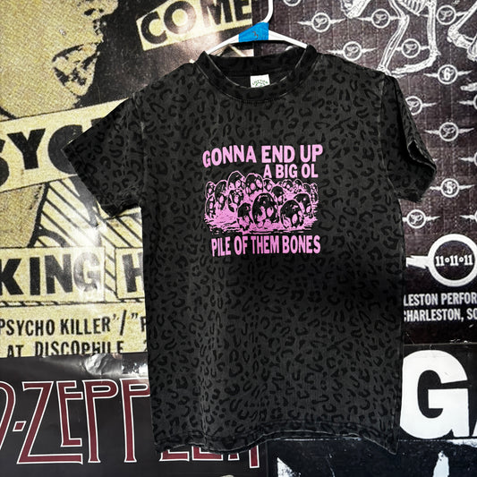 THEM BONES GREY/PINK CHEETAH SLIM TEE