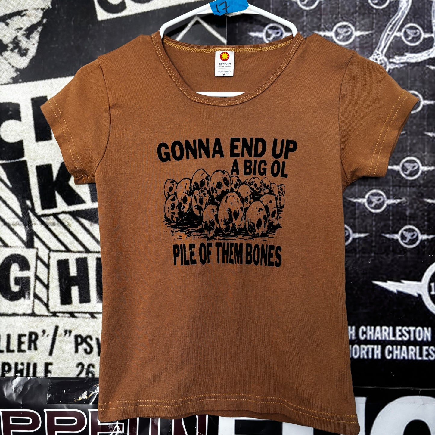 THEM BONES mustard babydoll tee SM/MED