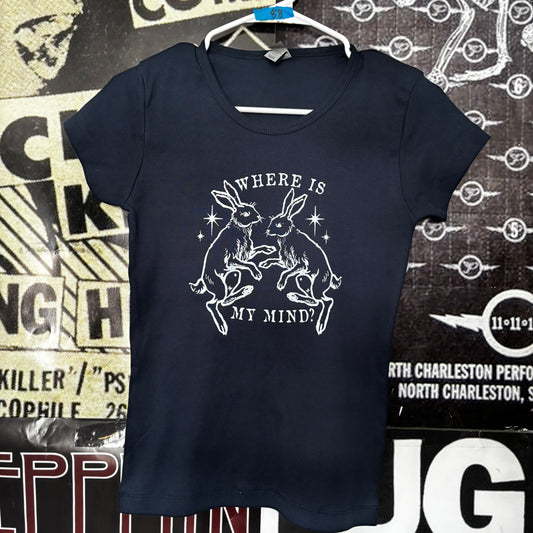 WHERE IS MY MIND navy babydoll tee