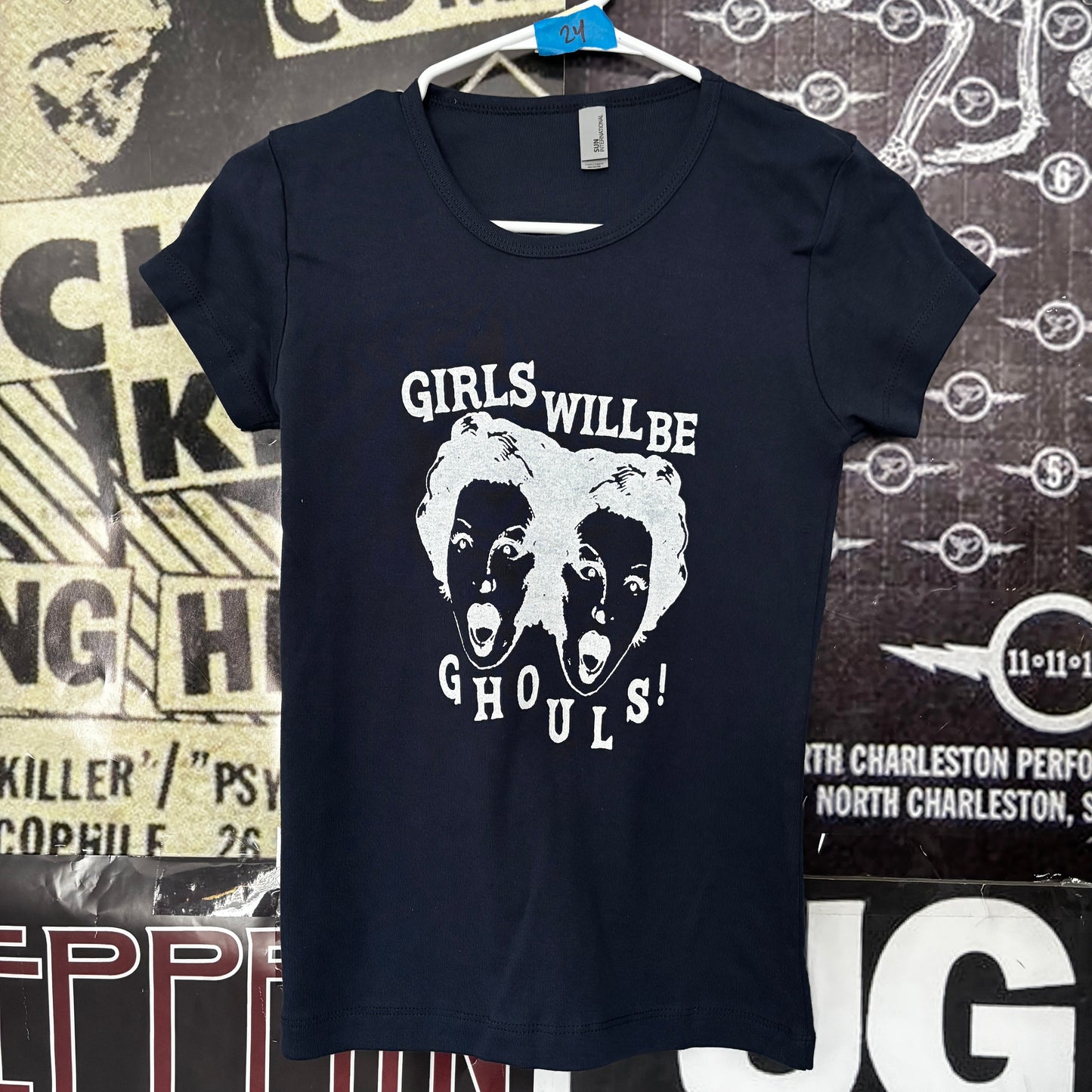 GIRLS GHOULS navy babydoll tee