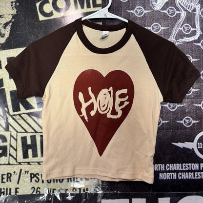 HOLE BROWN/CREAM RAGLAN CROP BABY TEE