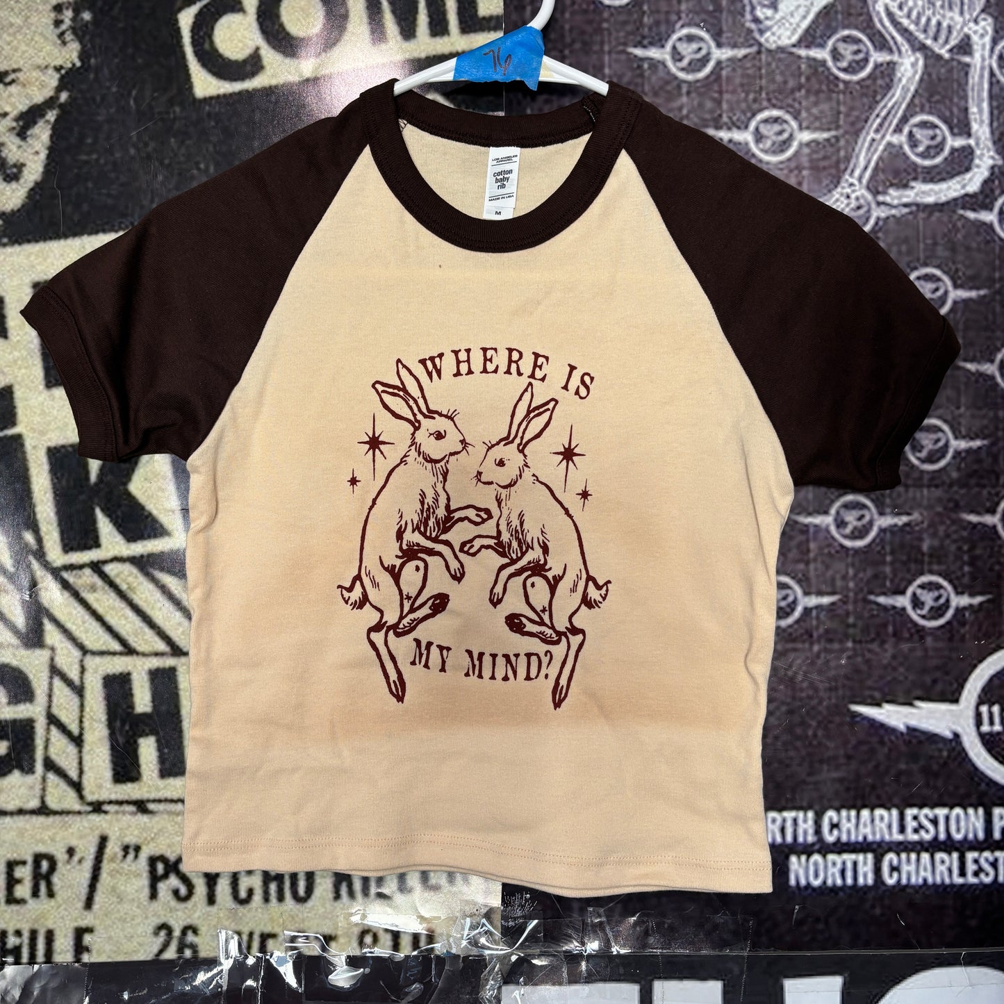 MIND? BROWN/CREAM RAGLAN CROP BABY TEE