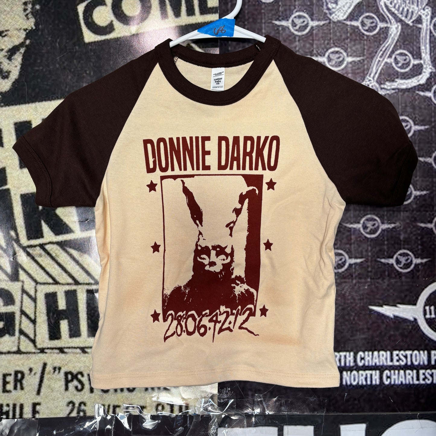DONNIE BROWN/CREAM RAGLAN CROP BABY TEE