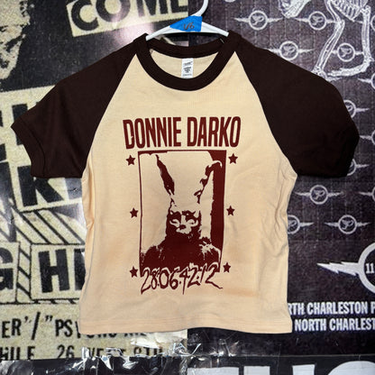 DONNIE BROWN/CREAM RAGLAN CROP BABY TEE