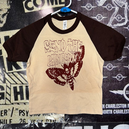 PAIN BROWN/CREAM RAGLAN CROP BABY TEE