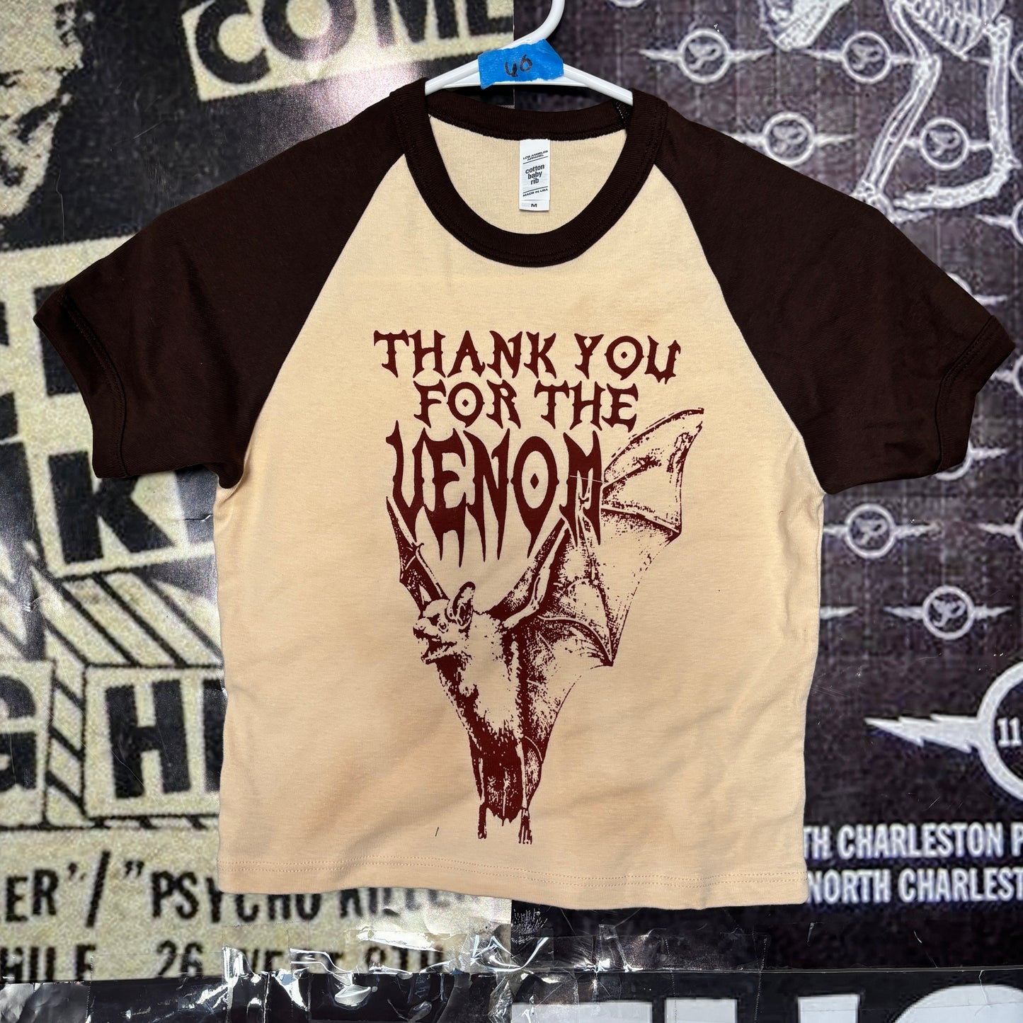 VENOM BROWN/CREAM RAGLAN CROP BABY TEE