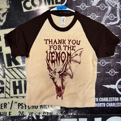 VENOM BROWN/CREAM RAGLAN CROP BABY TEE