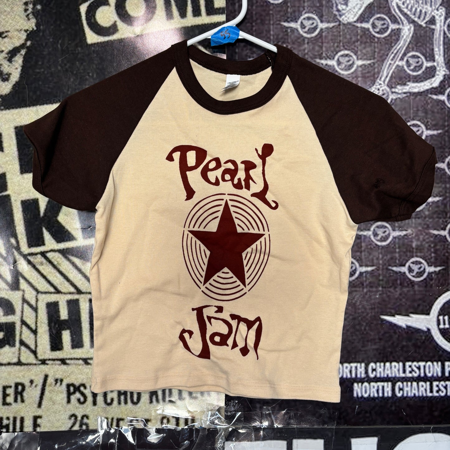 PEARL BROWN/CREAM RAGLAN CROP BABY TEE