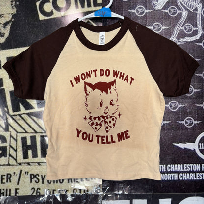 RAGE BROWN/CREAM RAGLAN CROP BABY TEE
