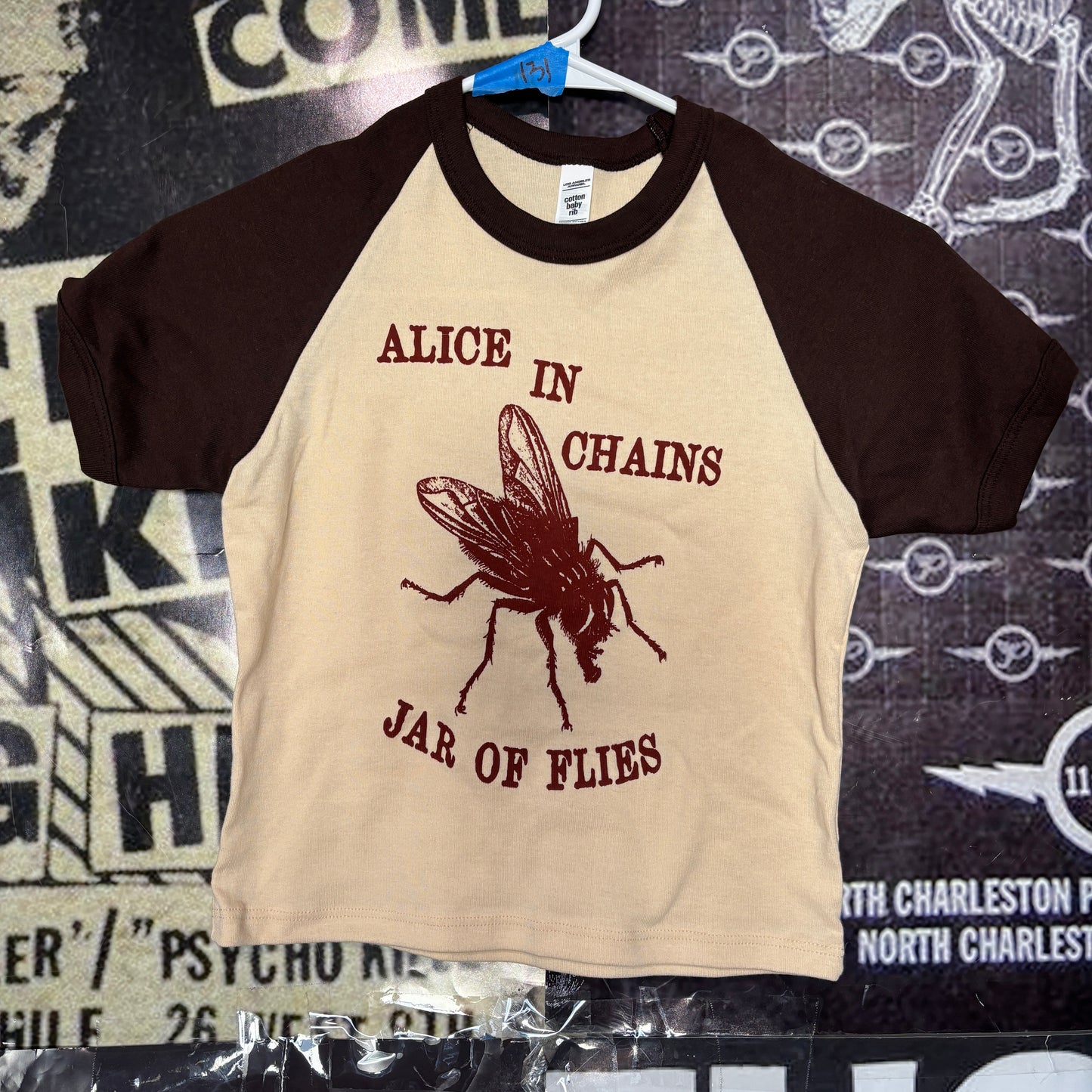 ALICE FLY BROWN/CREAM RAGLAN CROP BABY TEE